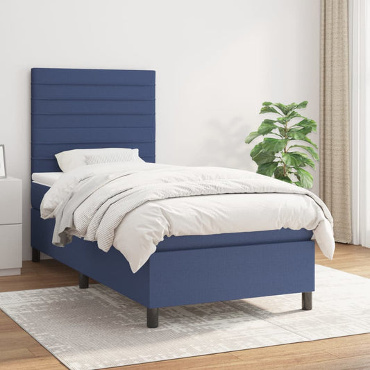 Boxspringbett mit Matratze Blau 90x190 cm Stoff