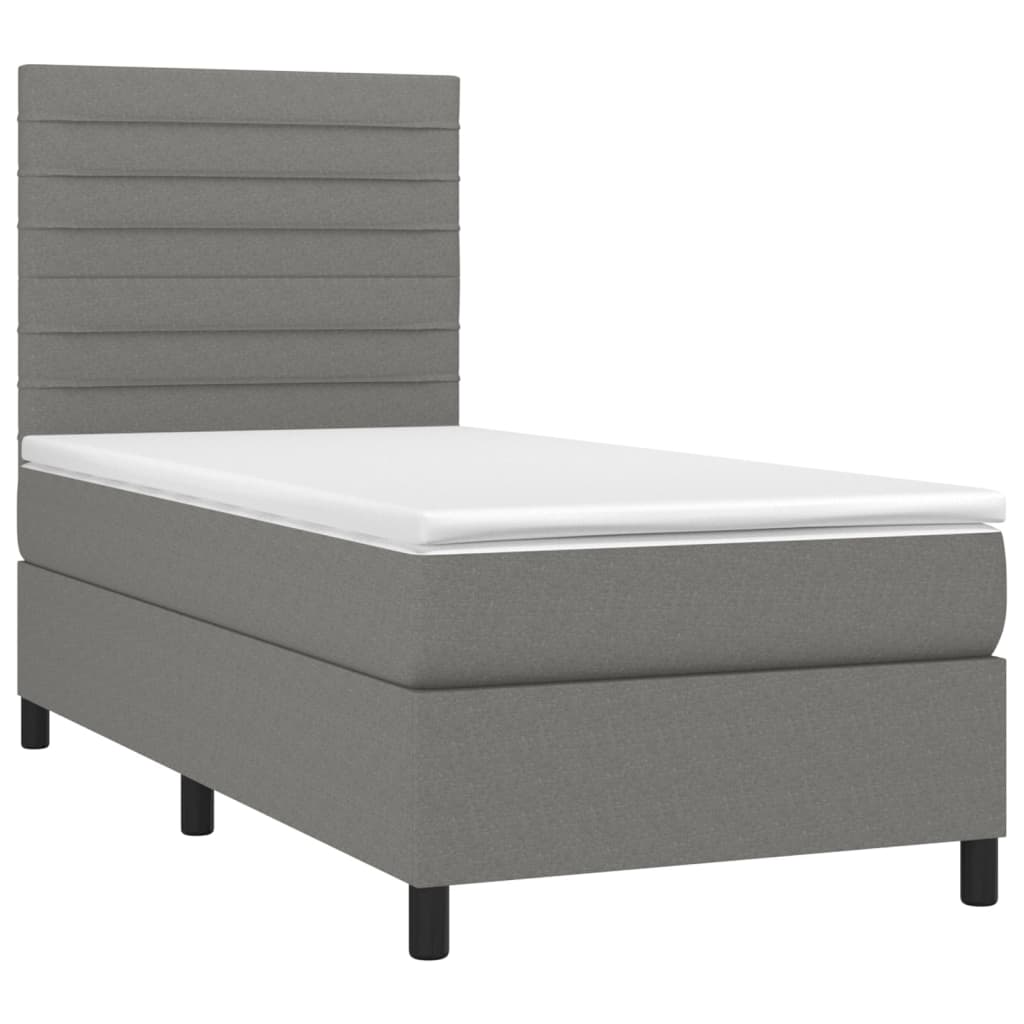 Boxspringbett mit Matratze Dunkelgrau 100x200 cm Stoff