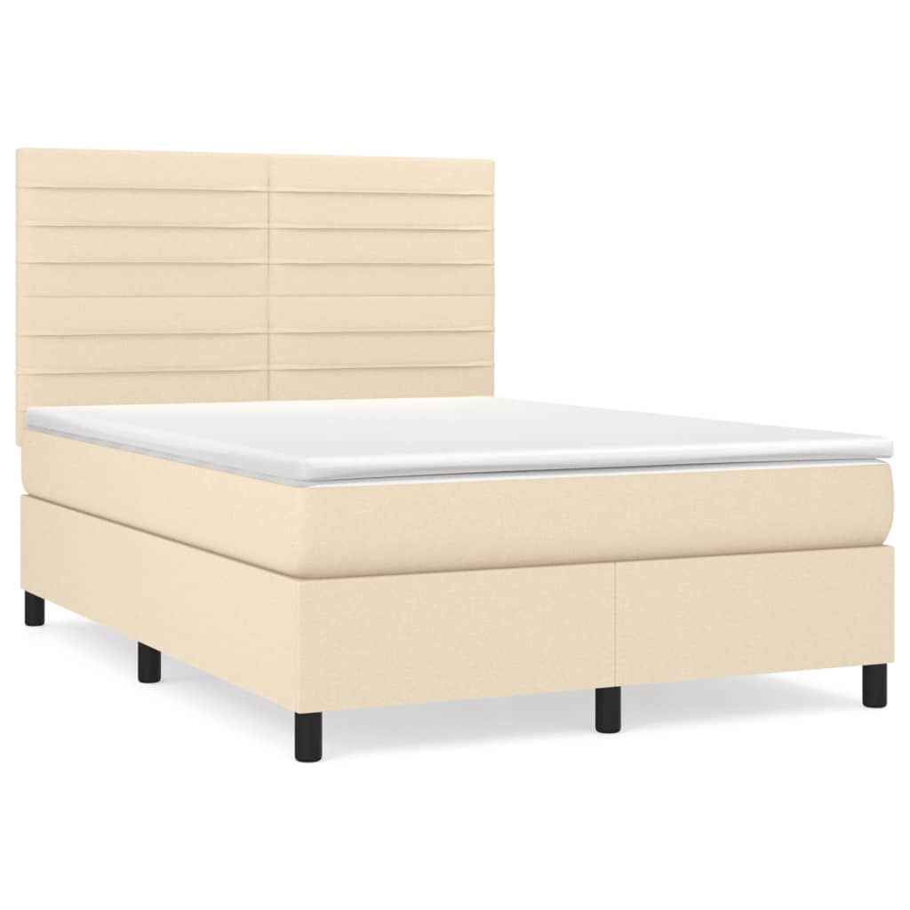 Boxspringbett mit Matratze Creme 140x200 cm Stoff