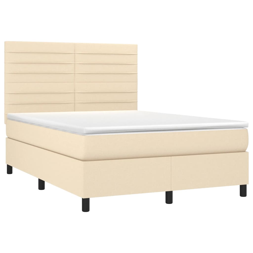 Boxspringbett mit Matratze Creme 140x200 cm Stoff