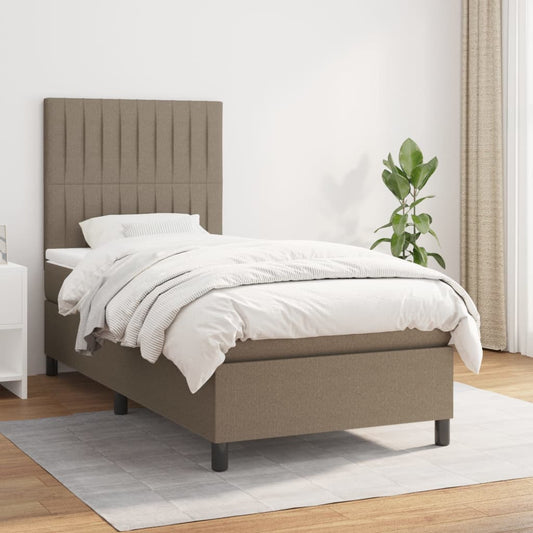 Boxspringbett mit Matratze Taupe 90x190 cm Stoff