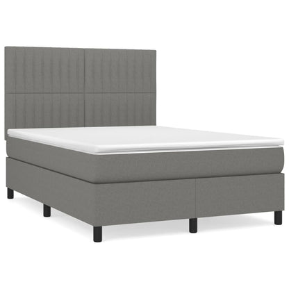 Boxspringbett mit Matratze Dunkelgrau 140x200 cm Stoff