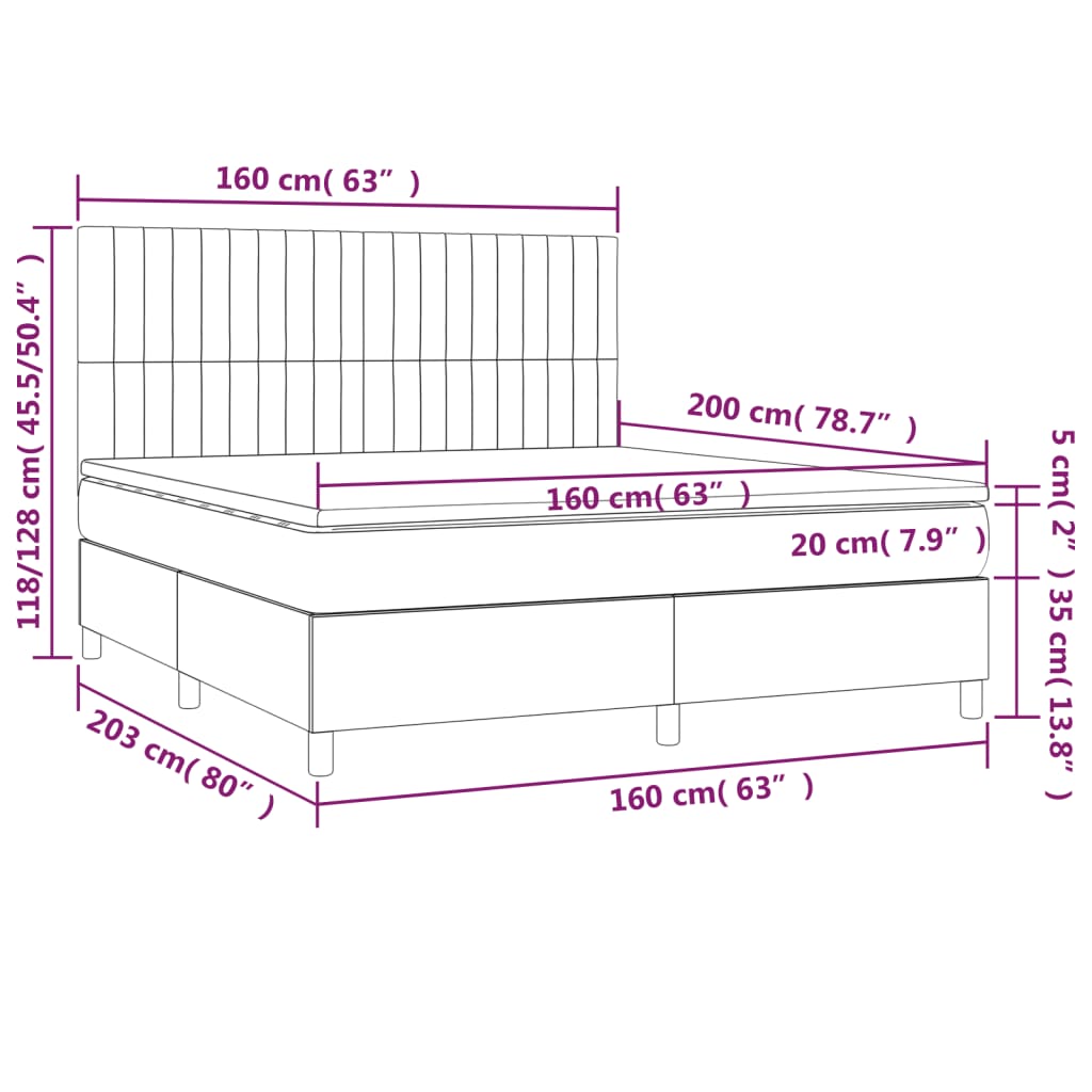 Boxspringbett mit Matratze Dunkelgrau 160x200 cm Stoff