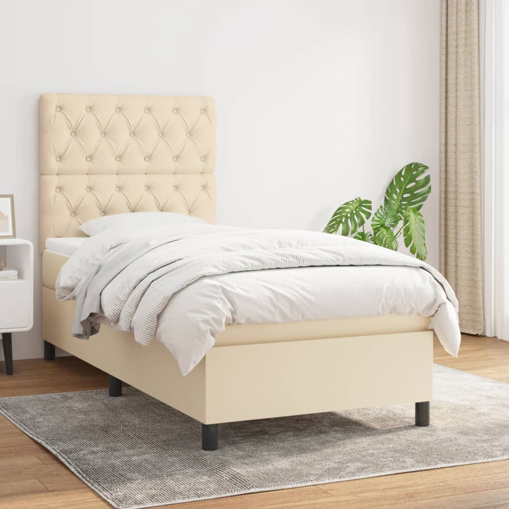 Boxspringbett mit Matratze Creme 80x200 cm Stoff