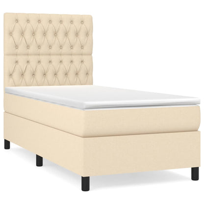 Boxspringbett mit Matratze Creme 100x200 cm Stoff