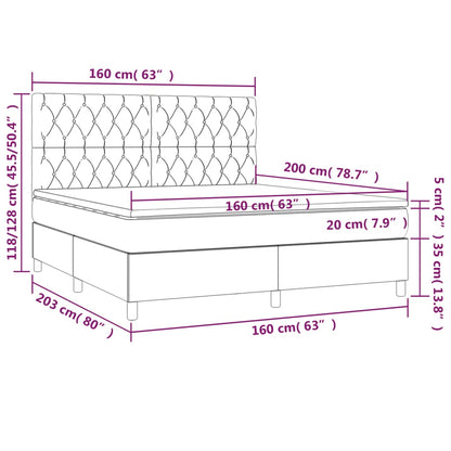 Boxspringbett mit Matratze Schwarz 160x200 cm Stoff