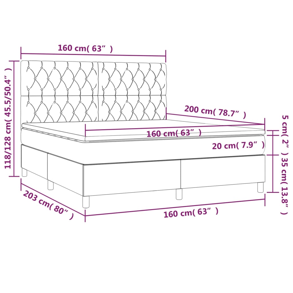 Boxspringbett mit Matratze Dunkelbraun 160x200 cm Stoff