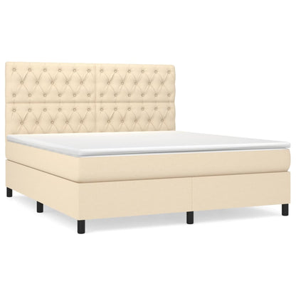 Boxspringbett mit Matratze Creme 160x200 cm Stoff