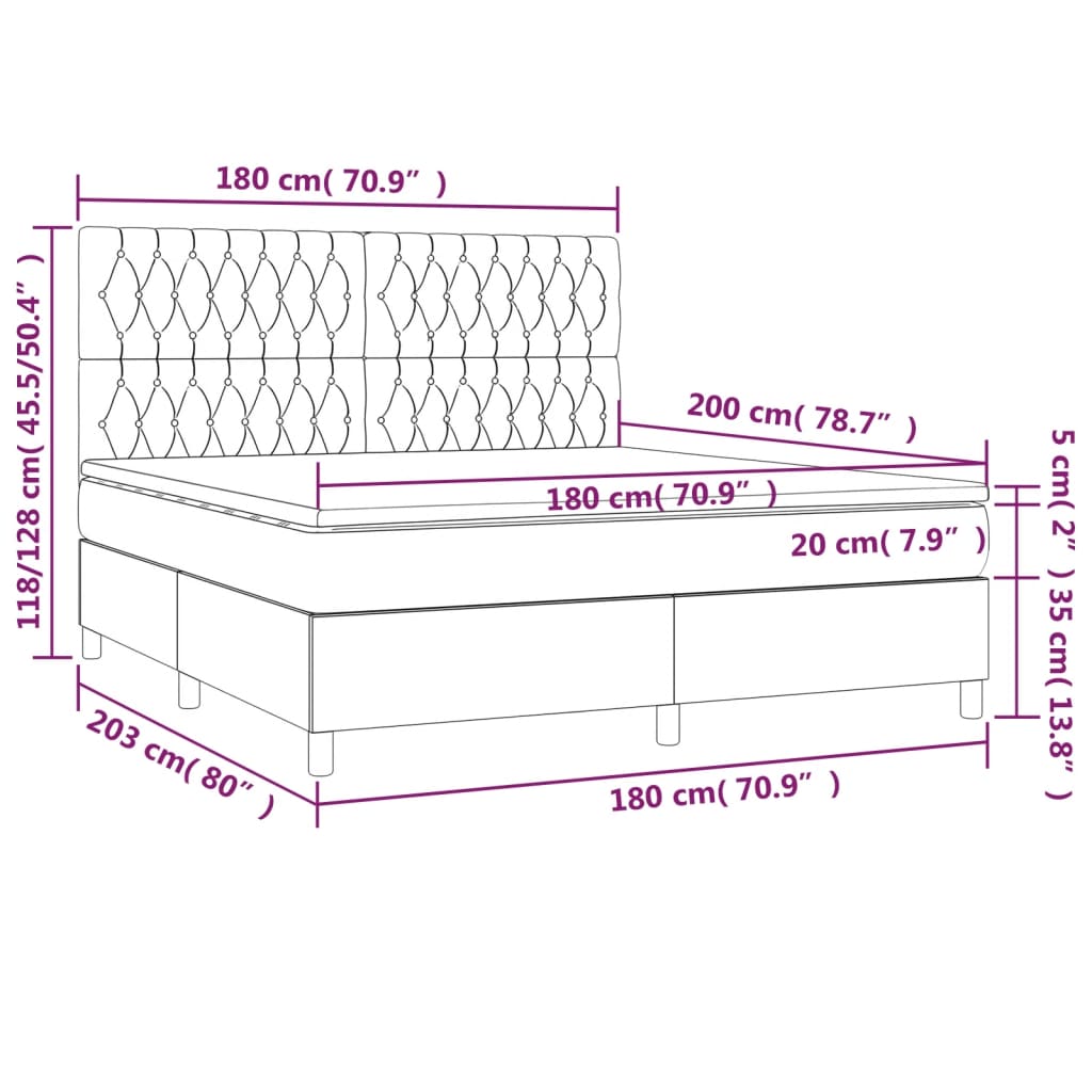 Boxspringbett mit Matratze Taupe 180x200 cm Stoff