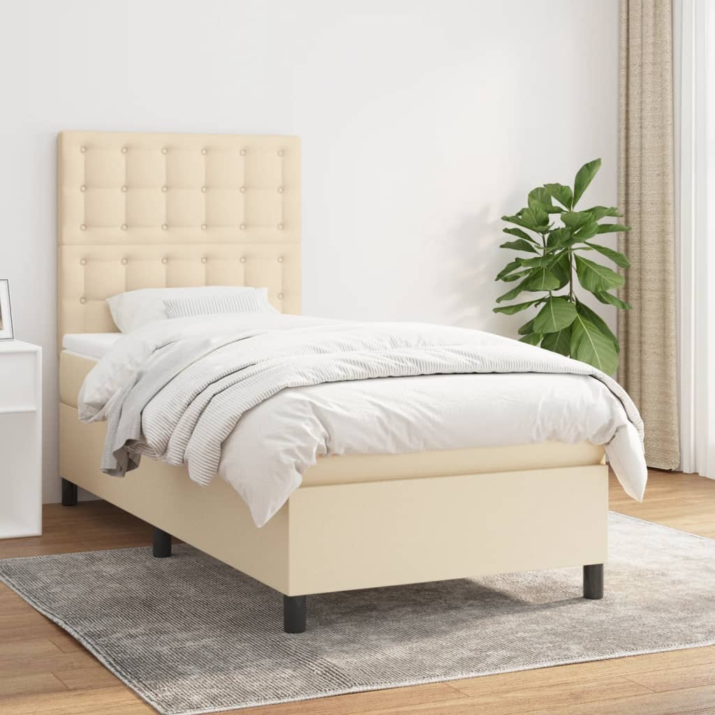 Boxspringbett mit Matratze Creme 90x190 cm Stoff