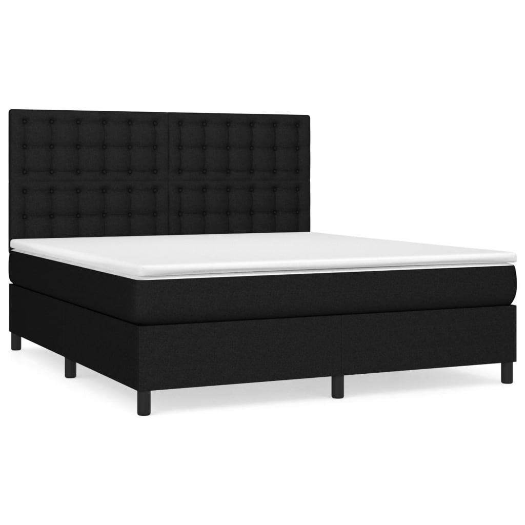 Boxspringbett mit Matratze Schwarz 180x200 cm Stoff