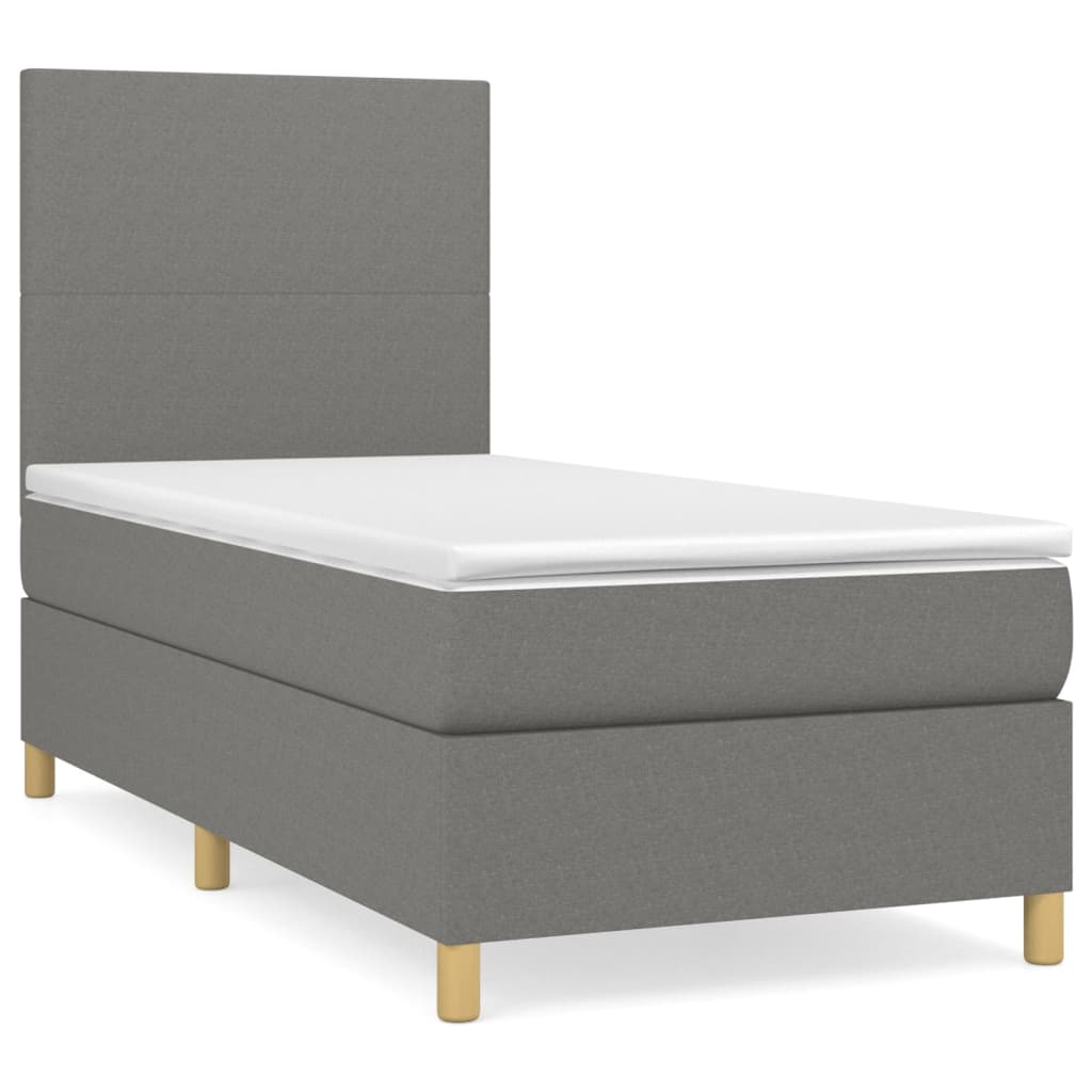 Boxspringbett mit Matratze Dunkelgrau 100x200 cm Stoff