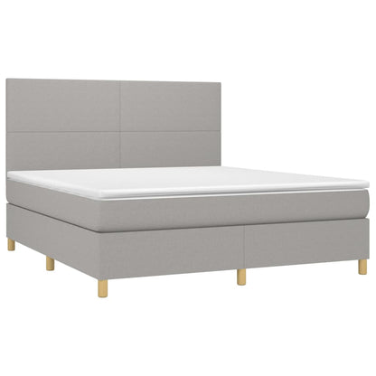 Boxspringbett mit Matratze Hellgrau 160x200 cm Stoff