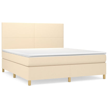 Boxspringbett mit Matratze Creme 160x200 cm Stoff