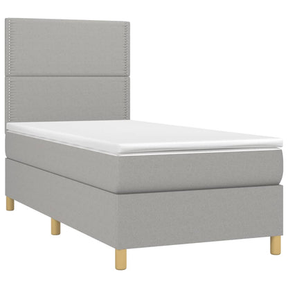 Boxspringbett mit Matratze Hellgrau 80x200 cm Stoff