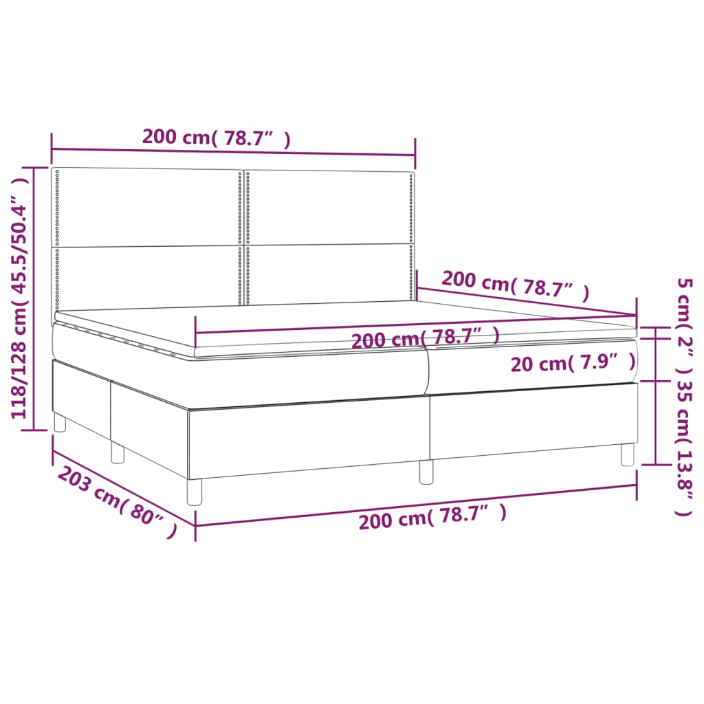 Boxspringbett mit Matratze Dunkelgrau 200x200 cm Stoff