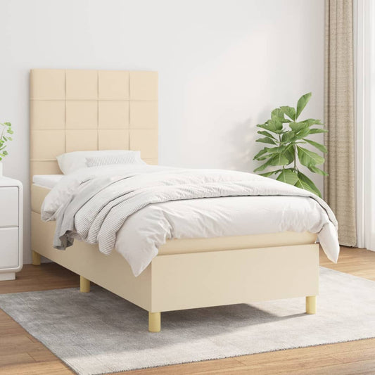 Boxspringbett mit Matratze Creme 80x200 cm Stoff