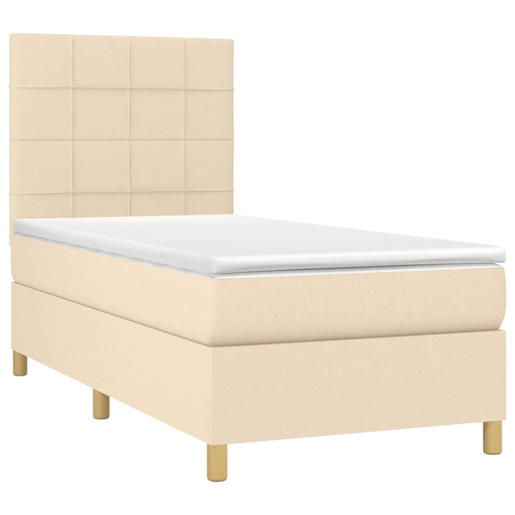 Boxspringbett mit Matratze Creme 90x190 cm Stoff