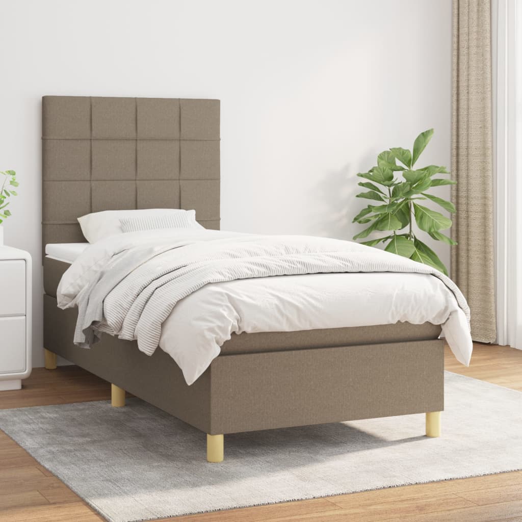 Boxspringbett mit Matratze Taupe 100x200 cm Stoff