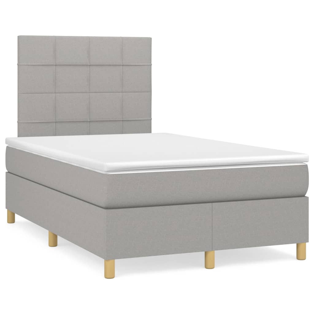 Boxspringbett mit Matratze Hellgrau 120x200 cm Stoff