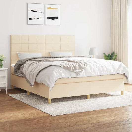 Boxspringbett mit Matratze Creme 160x200 cm Stoff