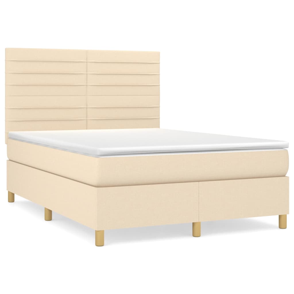 Boxspringbett mit Matratze Creme 140x200 cm Stoff