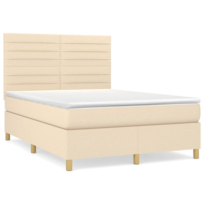 Boxspringbett mit Matratze Creme 140x200 cm Stoff