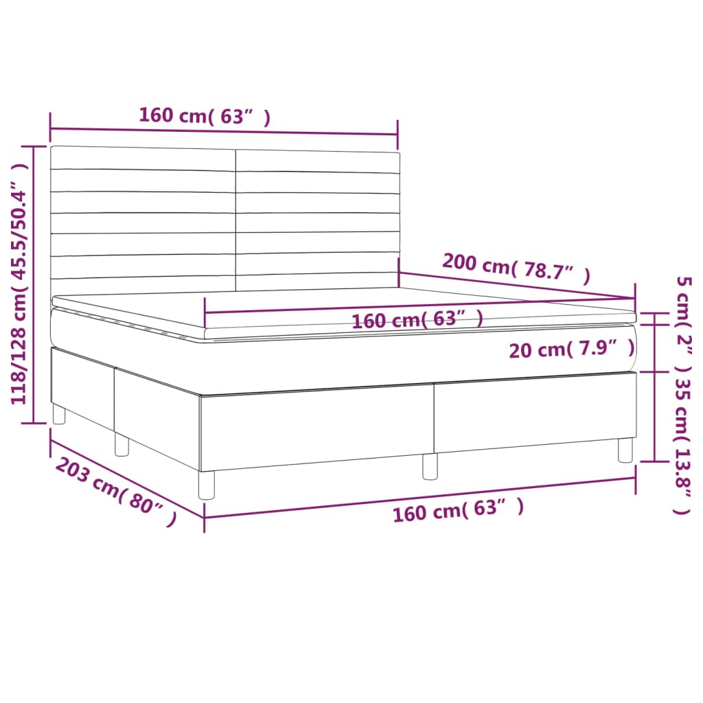 Boxspringbett mit Matratze Hellgrau 160x200 cm Stoff