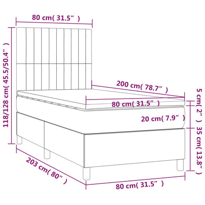 Boxspringbett mit Matratze Hellgrau 80x200 cm Stoff