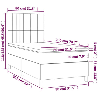 Boxspringbett mit Matratze Dunkelgrau 80x200 cm Stoff