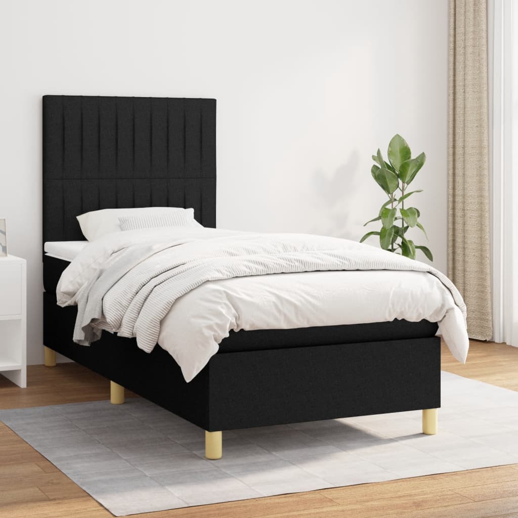 Boxspringbett mit Matratze Schwarz 90x190 cm Stoff