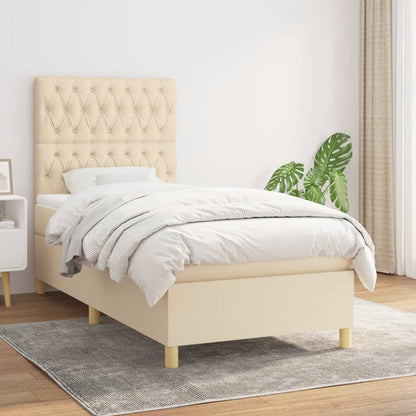 Boxspringbett mit Matratze Creme 100x200 cm Stoff