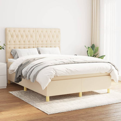 Boxspringbett mit Matratze Creme 140x200 cm Stoff