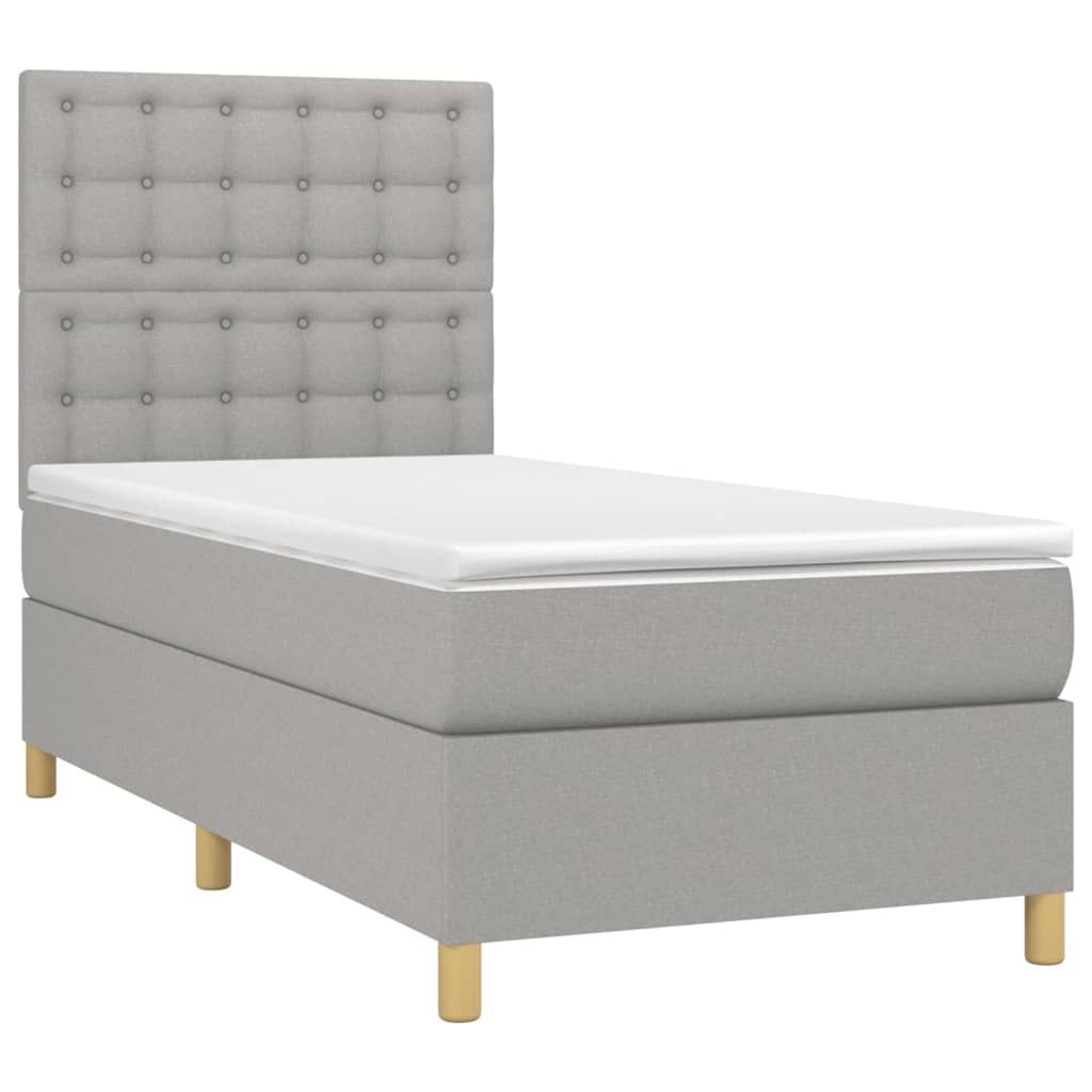 Boxspringbett mit Matratze Hellgrau 80x200 cm Stoff