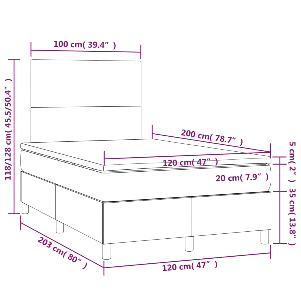 Boxspringbett mit Matratze Schwarz 120x200 cm Kunstleder