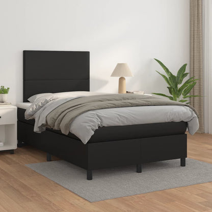 Boxspringbett mit Matratze Schwarz 120x200 cm Kunstleder