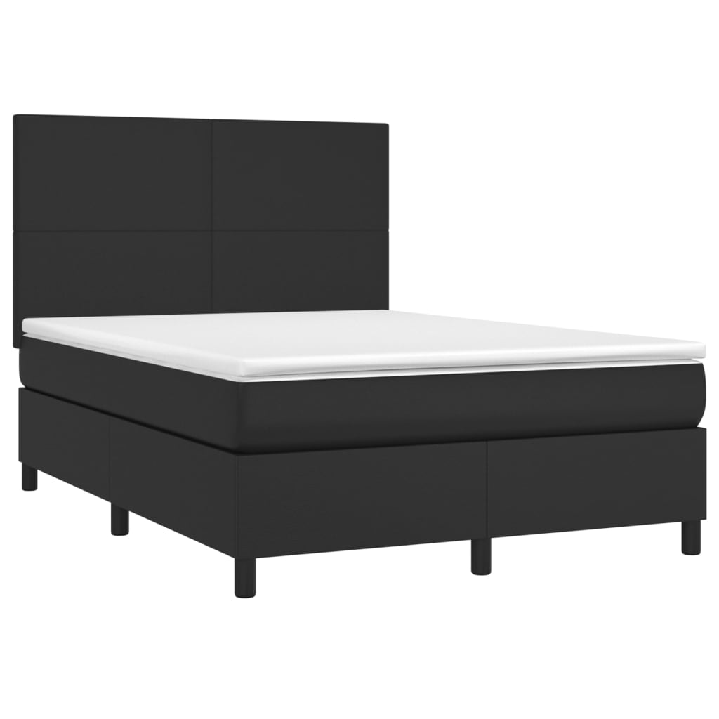 Boxspringbett mit Matratze Schwarz 140x200 cm Kunstleder