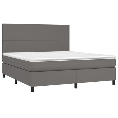 Boxspringbett mit Matratze Grau 160x200 cm Kunstleder