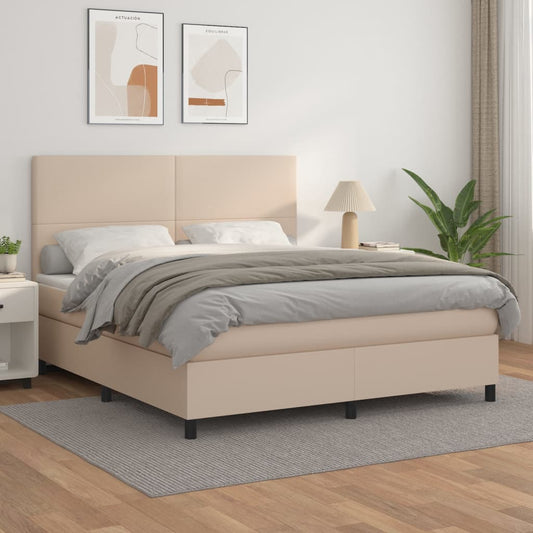 Boxspringbett Matratze Cappuccino-Braun 160x200 cm Kunstleder