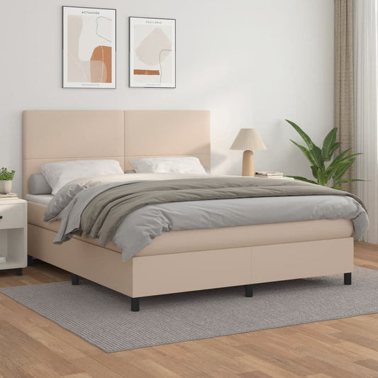 Boxspringbett Matratze Cappuccino-Braun 180x200 cm Kunstleder