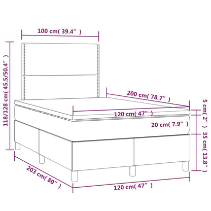 Boxspringbett mit Matratze Weiß 120x200 cm Kunstleder