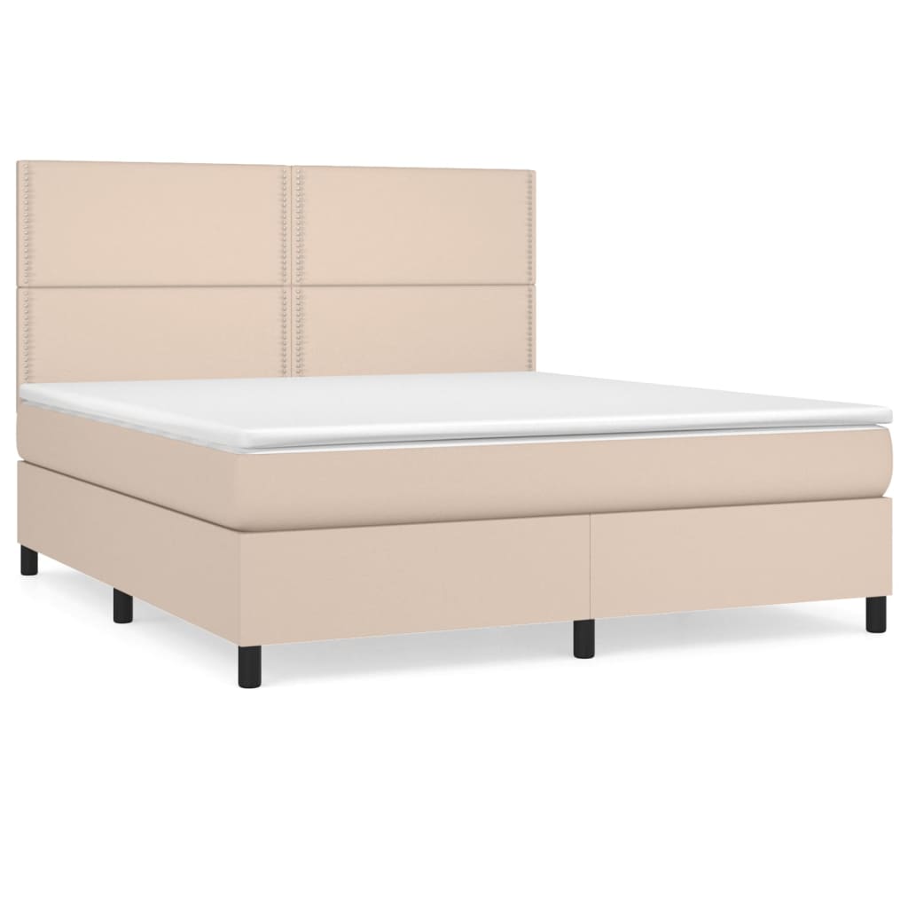 Boxspringbett Matratze Cappuccino-Braun 180x200 cm Kunstleder