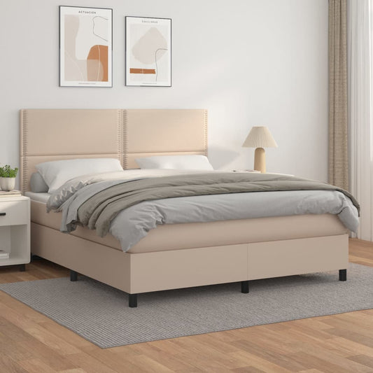 Boxspringbett Matratze Cappuccino-Braun 180x200 cm Kunstleder