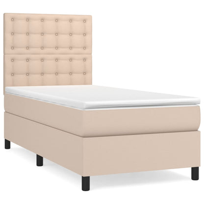 Boxspringbett mit Matratze Cappuccino-Braun 90x190cm Kunstleder