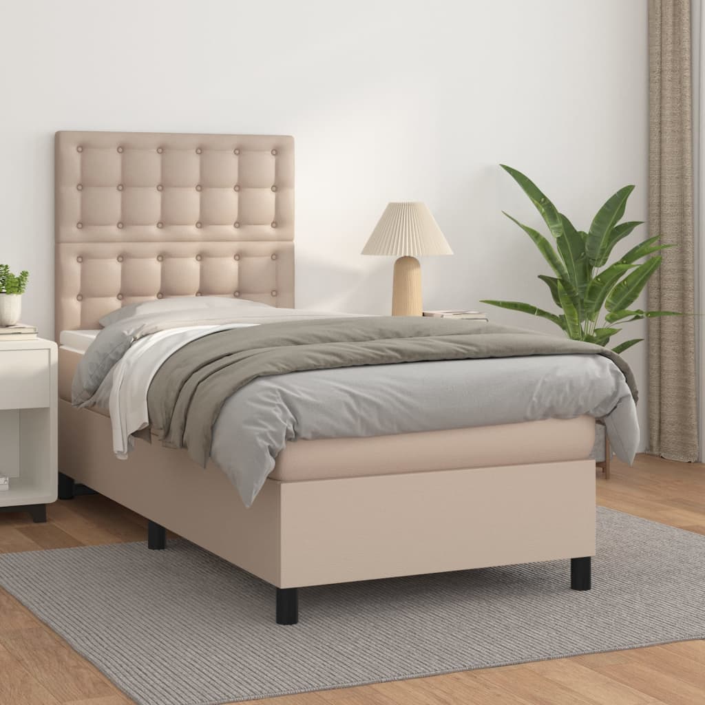 Boxspringbett mit Matratze Cappuccino-Braun 90x190cm Kunstleder