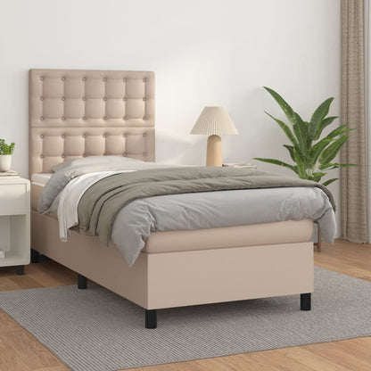 Boxspringbett mit Matratze Cappuccino-Braun 90x200cm Kunstleder