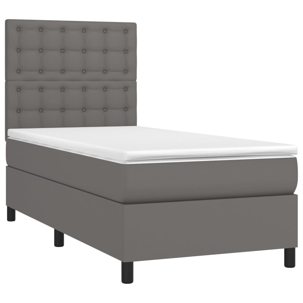 Boxspringbett mit Matratze Grau 100x200 cm Kunstleder