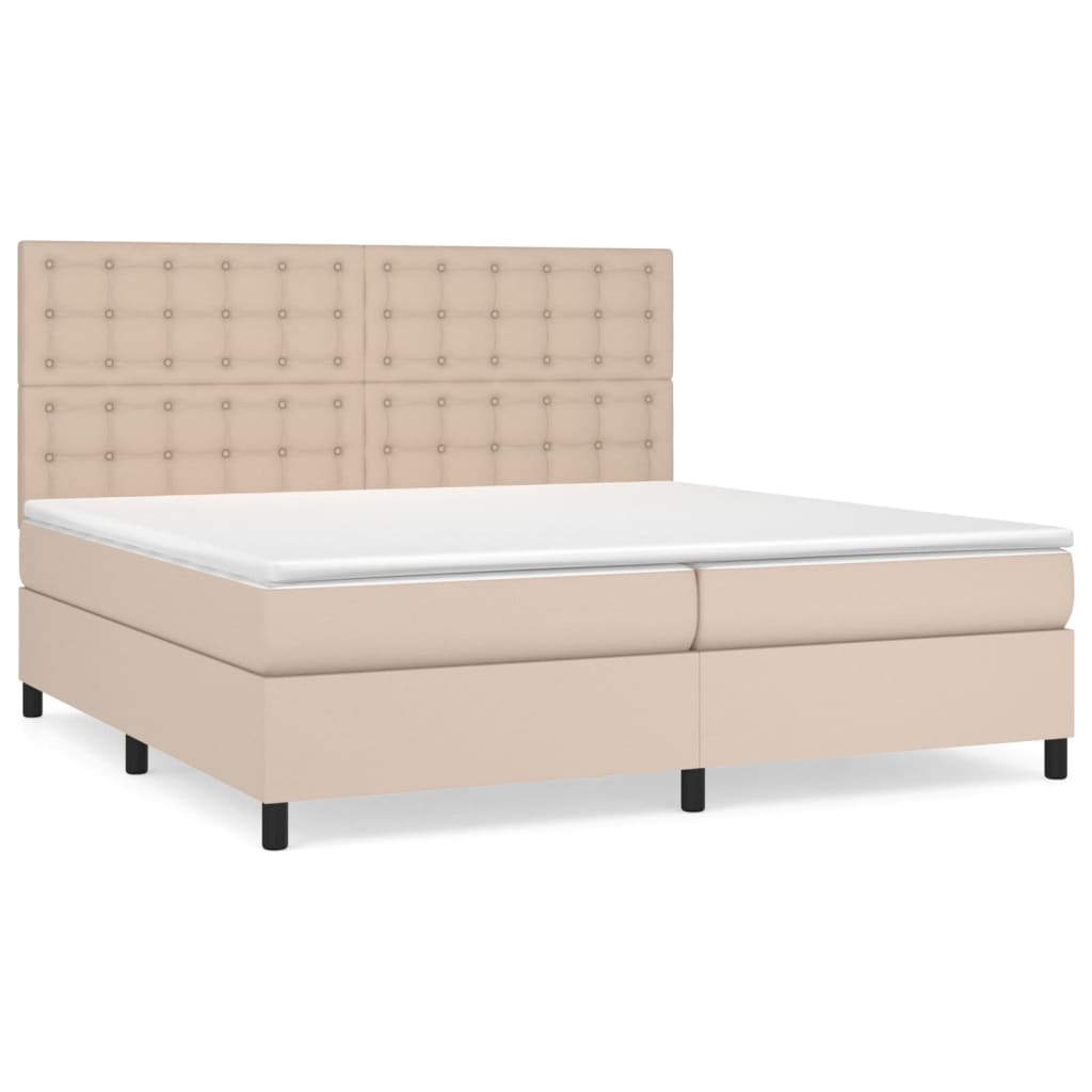 Boxspringbett Matratze Cappuccino-Braun 200x200cm Kunstleder