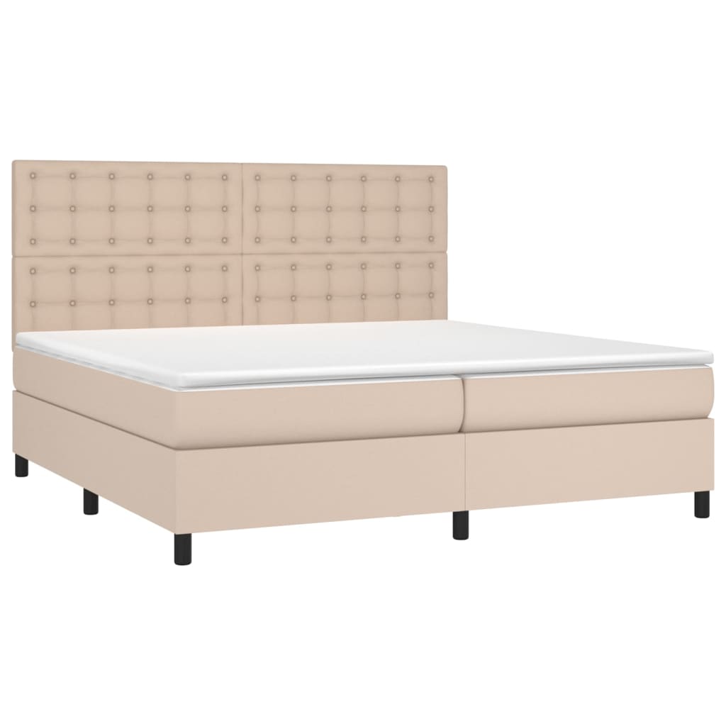 Boxspringbett Matratze Cappuccino-Braun 200x200cm Kunstleder