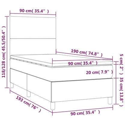 Boxspringbett mit Matratze Hellgrau 90x190 cm Samt